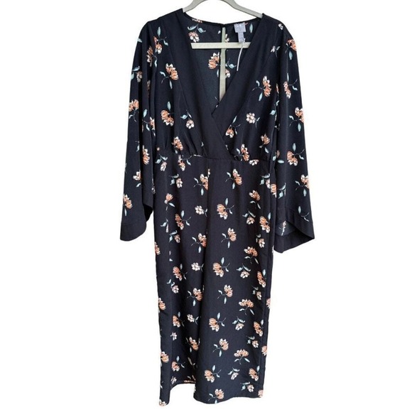 NWT ASOS Romper Women US 10 Black Floral Wide Leg Crop Wrap Boho Cottage Fairy - Picture 2 of 8